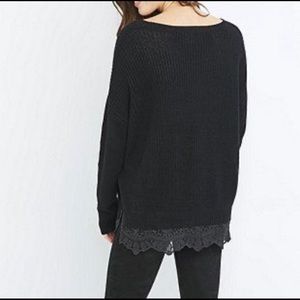 Urban Outfitters Black Sweater with Grey Lace Detail